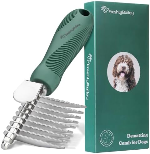 Dematting Comb for Dogs - Serrated Mat Remover for Curly Coats by FreshlyBailey