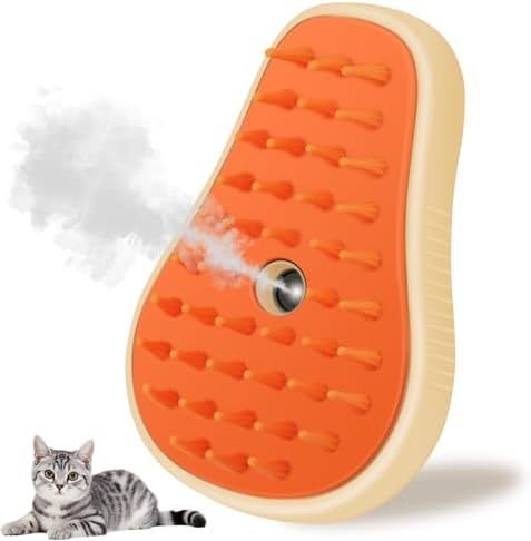 Cat Steam Brush, 3 in 1 Cat Steamy Brush, Silicone Massage Grooming Comb, Pet Hair Cleaning Misting Comb for Kittens(Avocado White) by Unknown