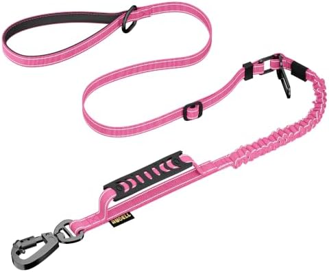 AUBELL Tactical Dog Leash Heavy Duty,4-6ft No Pull Bungee Leash,Pink by AUBELL