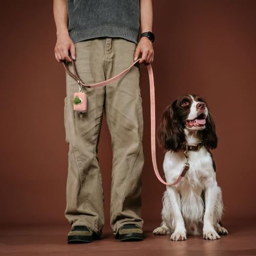 Didog PU Leather Dog Poop Bag Holder, Easy-Pull with Metal Clip, Pink - Image 2