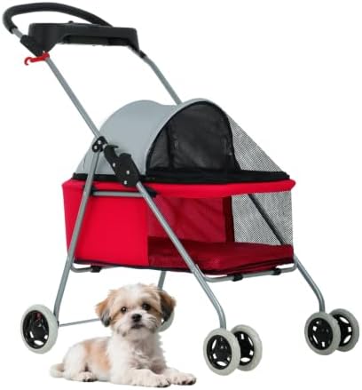 BestPet Foldable Pet Stroller for Small/Medium Dogs and Cats Up to 33 lbs by BestPet