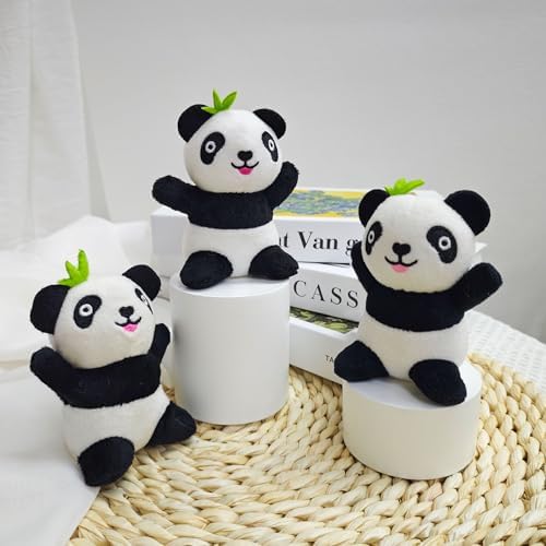 Dog Hide and Seek Toys Puppy Chew Squeaky Toys Plush Mushroom&Bamboo&Shell Hideout Stuffing with Squeakers Animals (3Pcs Squeaky Panda) - Image 5