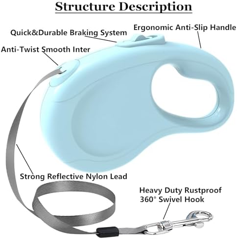 Retractable Dog Leash for Small Medium Dogs, 16Ft/5M, Blue - Image 3
