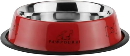 Printed Bowl 23.6 fl oz Anti-Skid Food and Water Dog Bowl | Stainless Steel Bowl for Dogs and Cats | Dog Water and Food Bowl | Dog Feeding Bowl (Red)