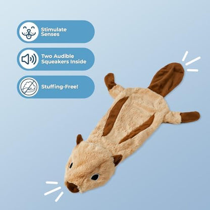 Best Pet Supplies 2-in-1 Stuffless Squeaky Dog Toy - Squirrel, Medium - Image 2