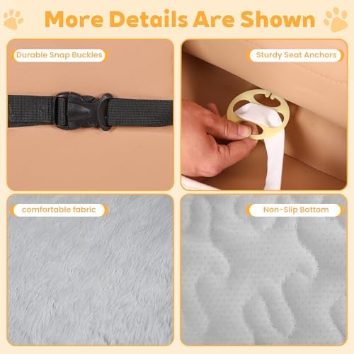 Dog Car Seat Cover, Waterproof Plush Pet Seat Protector, Gray, Back Seat - Image 5