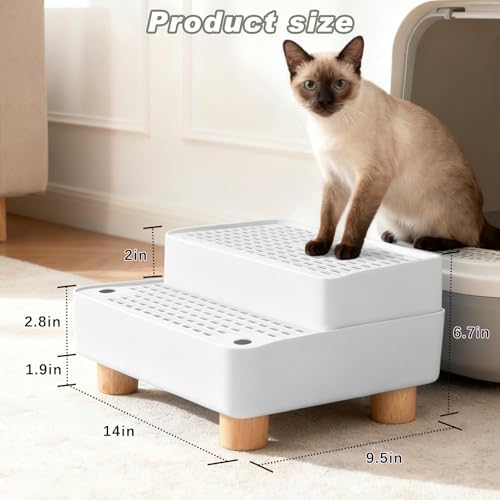 Adjustable Cat Ramp for Litter Box, 2-Step Litter Trapper, White - Image 3