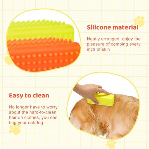 PEUTIER 2pcs Silicone Pet Hair Brushes, Convenient Block Roller Cleaner Reusable Pet Hair Carpet Brush Portable Carpet Cleaner Roller for Furnishings Sofa Carpets Couch Bedding (Yellow & Orange) - Image 4
