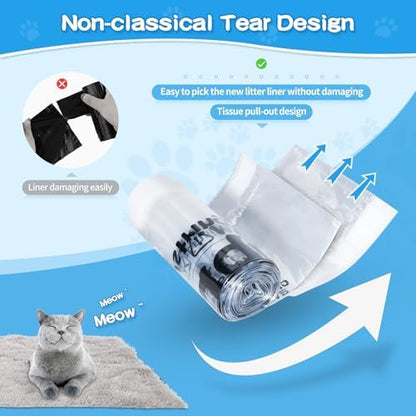50 Count Drawstring Litter Box Liners Compatible with Litter Robot 4 & 3 - Thickened Leak-Proof Cat Litter Waste Bags, Pre-Separated Clear Design (25.8" x 21"), Odor Control Cat Litter Liners - Image 5