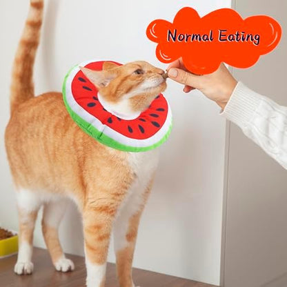 Seyezo Cat Cone Collar Soft, Adjustable Cat Recovery Cone, Watermelon, M - Image 4