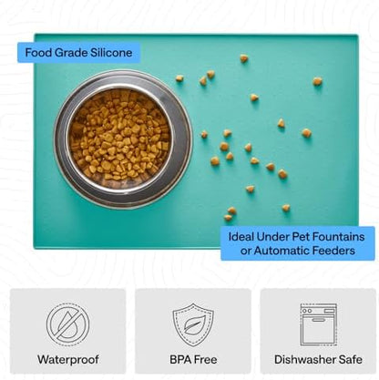 GORILLA GRIP Dog Food Mat, 100% Waterproof Silicone, 26x17 Turquoise - Image 5