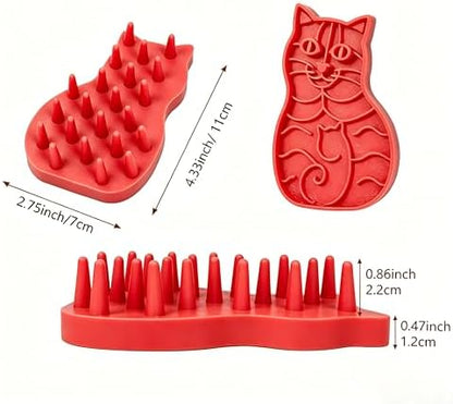Pet Bath & Massage Brush,Pet Grooming Brush,Soft Rubber Scrubber for Brushing,Massaging,Bathing,Shampooing and Reducing Hairballs (Red, Style 1) - Image 2