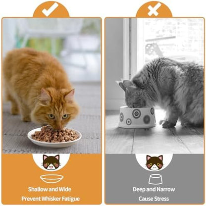 5.9 inch Ceramic Cat Bowls,Wide Shallow Dishes,Whisker-Friendly Plates,Food and Water Bowl for Indoor Cats,-10 oz,3 Pack - Image 6