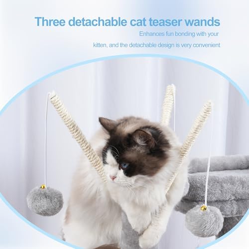 Hey-brother Cat Tree Tower with Removable Toys, Scratching Posts, MPJ008SW - Image 2