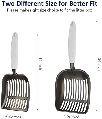 WePet Cat Litter Scoop, Non-Stick Plated Aluminum Alloy Sifter, Kitty Durable Metal Scooper, Deep Shovel, Long Handle, Kitten Pooper Lifter, Size Medium, Coated Black Body with Grey Handle - Image 5