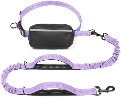 iYoShop Hands Free Dog Leash with Zipper Pouch, Lavender, 8-25 lbs, Medium by iYoShop