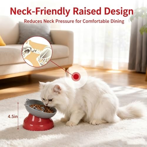 Ceramic Slow Feeder Cat Bowl, 15-Degree Tilted Non-Slip - Image 4