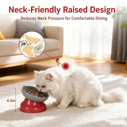 Ceramic Slow Feeder Cat Bowl, 15-Degree Tilted Non-Slip - Image 4