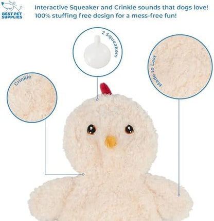 Best Pet Supplies Interactive Squeaky Dog Toy - Baby Chicken, Cream - Image 2