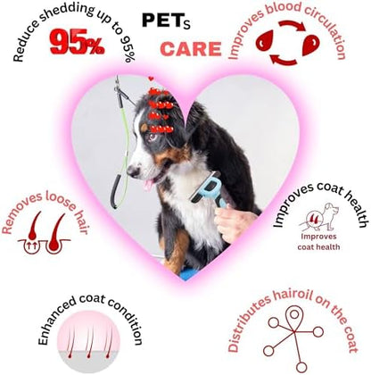 LAADI Deshedding Tool for Dogs and Cats - Reduces Shedding by Up to 95% in Less Than 10 Minutes - Professional Grooming Brush for All Hair Types - Ergonomic Design and Skin Massage Needles - Blue - Image 5