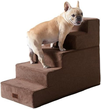 EHEYCIGA Dog Stairs for High Bed 22.5" H, 5-Step Dog Steps, Brown by EHEYCIGA