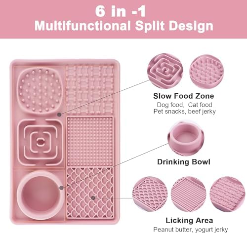 Lick Mat for Dogs, Slow Feeder Licking Mat with Suction Cups for Food and Water, Silicone Feeding Mat Perfect for Anxiety Relief Suitable for Butter Food Yogurt Peanut (Pink) - Image 2