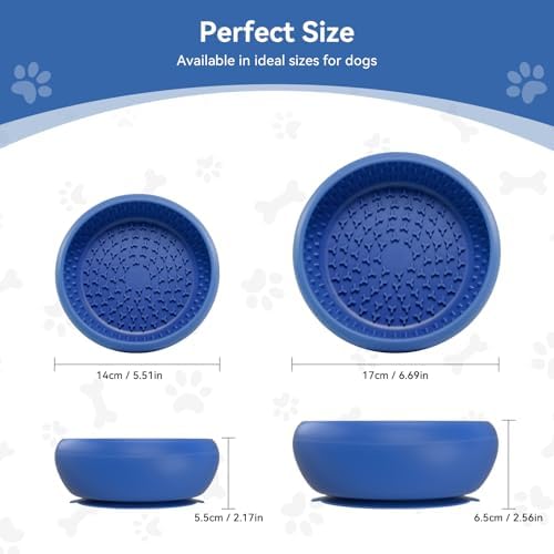 CNMSGM Slow Feeder Dog Bowl, BPA-Free Silicone Lick Mat for Small and Medium Dogs, Non-Slip & Dishwasher Safe(Blue-Large) - Image 5
