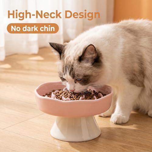 Vexilion pet Raised Slow Feeder cat Food Ceramic Bowl for Small Dogs for Dry and Wet Food (Pink) - Image 4