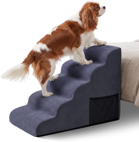 Topmart High Density Foam Dog Steps 5 Tiers, Extra Wide Deep Pet Steps by Topmart