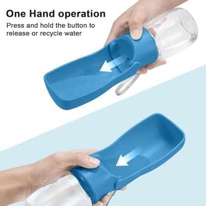 Portable Dog Water Bottle for Walking – 19oz / 12oz Foldable Pet Water Dispenser for Puppies, Medium & Large Dogs – Leak Proof Travel Water Bowl for Small Animals Dog Accessories(19OZ Dark Blue) - Image 2