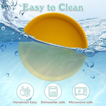 Silicone Dog Bowl Shallow Cat Food Bowls 7" Wide Puppy Plates Whisker Fatigue Pet Feeding Dishes Set of 2 for Dry Food and Wet Food Indoor (Round Yellow) - Image 6