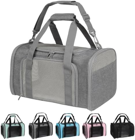 Carriers Soft-Sided Large Pet Carrier for Cats Dogs Small Animals Up to 35Lbs,Top Load Carrier,Ventilated Design,Portable Cat Carrier Airline Approved(X-Large, Grey) by Yipincover