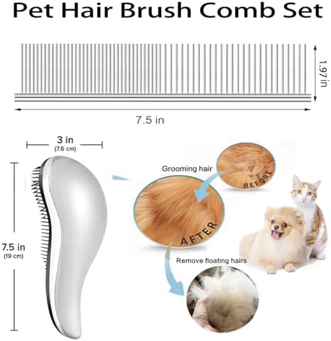 YOFANG 2PCS Slicker Brush for Dogs & Pet Comb,Professional Dog Grooming Brush (Goldendoodles,Poodles,Labradoodles) with Round Pins to Effectively Remove Tangles, Knots and Mats Silvery - Image 5