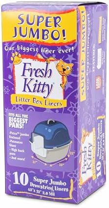10 Count Fresh Kitty Litter Box Liners Super Thick, Durable, Easy Clean Up Jumbo Drawstring Scented, Bags for Pet Cats - Image 2