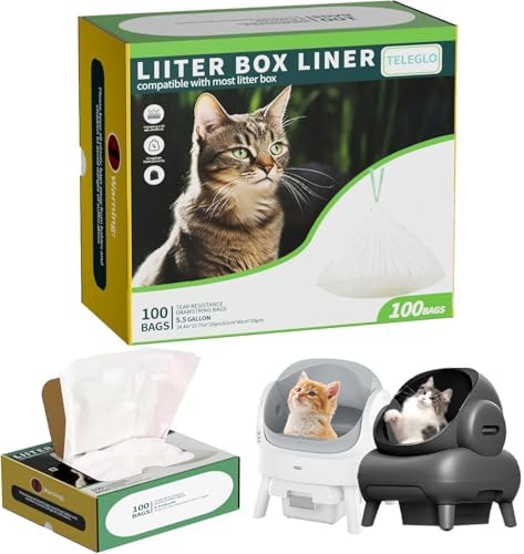 60 Count Cat Litter Bags Liners for Neakasas M1 and Petpivot 11 Open-Top Self-Cleaning Litter Box,Cat Litter Waste Bags Compatible with Automatic Litter Box.Heavy Duty Drawstring Bags by TELEGLO