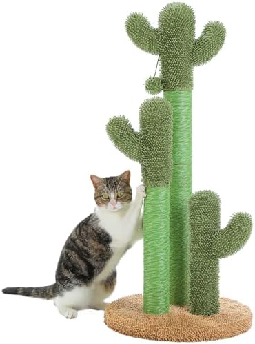 PAWZ Road Cactus Cat Scratching Post 35”Cat Scratcher with Toy Ball by PAWZRoad