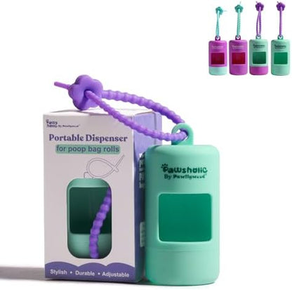 Dog Poop Bag Dispenser Fits All Dog Leash, Poop Bag Holder with Adjustable Silicone Strap, Doggy Walking Accessory, Without Rolls (green) by PAWSHOLIC