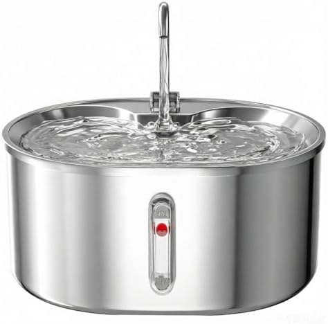 Stainless Steel Cat Water Fountain, 3.2L/108oz Automatic Pet Fountain Dog Water Dispenser,Ultra-Quiet Pump and 5 Replacement Filters,Gifts for Cats, Dogs,Multiple Pets - Image 2