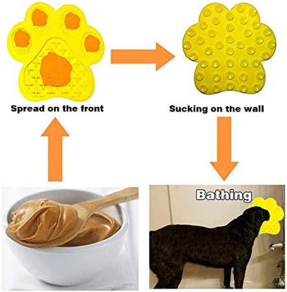 Dog Licking Mat for Anxiety Peanut Butter Slow Feeder Bowls Licking Pad with Strong Suction to Wall for Pet Bathing,Grooming,and Training (Yellow)
