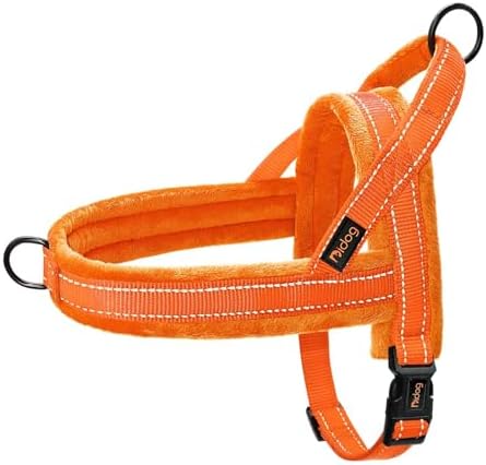 Didog No Pull Dog Harness for Large Dogs, Soft Flannel Padded, Orange, L by Didog