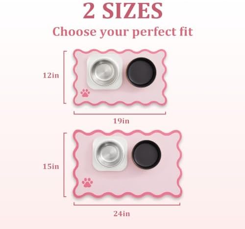 Scalloped Dog Feeding Mat, Absorbent Mats for Dog Food and Water Bowl, Dispenser, Feeder, Trendy Cute Aesthetic Pet Placemat for Dogs, Cats, Puppy Accessories Pink, 12" x 19" - Image 7