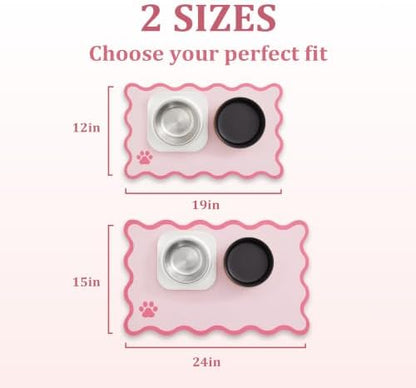 Scalloped Dog Feeding Mat, Absorbent Mats for Dog Food and Water Bowl, Dispenser, Feeder, Trendy Cute Aesthetic Pet Placemat for Dogs, Cats, Puppy Accessories Pink, 12" x 19" - Image 7