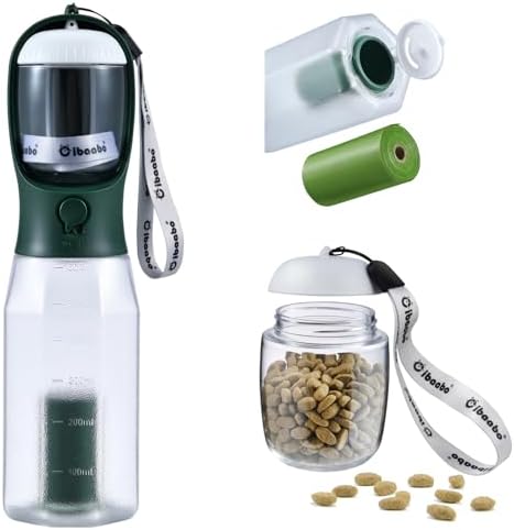 Cibaabo Dog Water Bottle with Food Container & Poop Bag Holder & Filter by Cibaabo