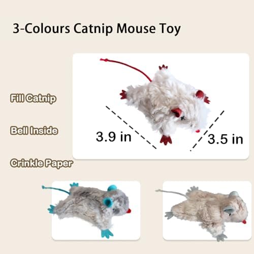 Catnip Mouse Toys for Cats, 3Pcs Interactive Plush Mice Cat Toys for Indoor - Image 5
