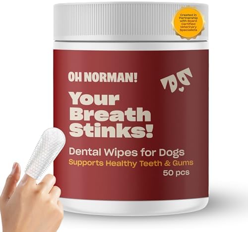 OH NORMAN! Dog Dental Finger Wipes, Fresh Breath, Vet Developed, 50 Ct by OhNorman