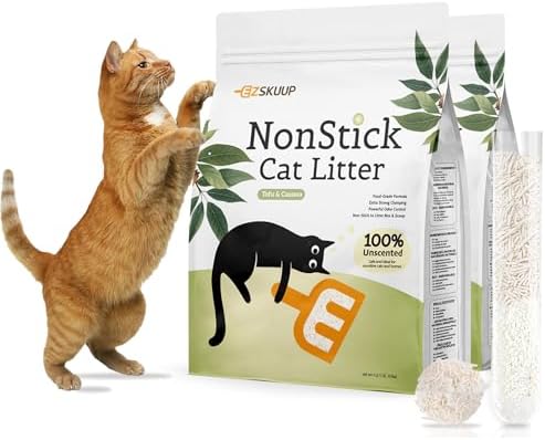 Non-Stick Ultra Clumping Tapioca Tofu Cat Litter, Odor Control Low Tracking Kitty Litter Pellets, Plant-Base Natural Ingredients Cat-Litter, 9 lb X 2 Pack by EZSKUUP