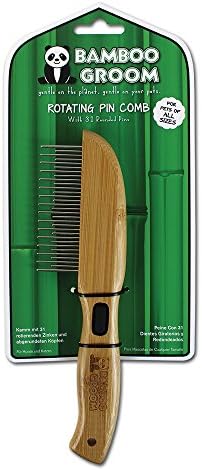 alcott Bamboo Groom Rotating Pin Comb with 31 Rounded Pins for Pets - Image 4