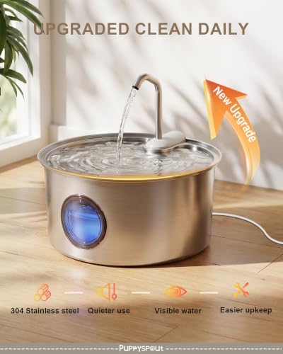 Puppyspout Cat Water Fountain Stainless Steel - 108oz - Image 2