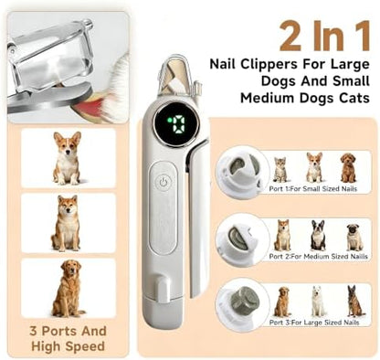 2-in-1 Dogs & Cats Nail Clipper and Grinder Electric Quiet Dual LED Lights - Image 3