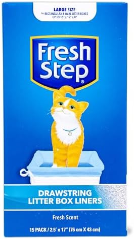 Fresh Step Drawstring Cat Litter Liners, Scented, 2.5 ft x 17 in, 15 Count by FreshStep